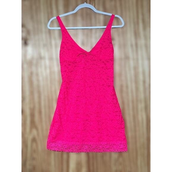 Victorias Secret Large Pink Babydoll Lace Mini Slip Dress Coquette Fairy Dainty - Picture 1 of 9
